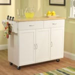 Extra Large Kitchen Cart with Wood Top with (2) Drawer, Three Storage, Adjustable Shelf, Towel Holder, Knife Block