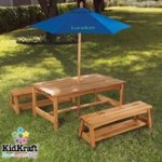 KidKraft Personalized Kids 3 Piece Table and Bench Set with Personalized Umbrella