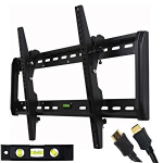 VideoSecu Tilt TV Wall Mount Bracket for Most 32 inch – 65 inch LED LCD Plasma TV Flat Panel Screen Free HDMI Cable and Magnetic Bubble Level MF607B 1QH