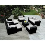 Genuine Ohana Outdoor Patio Sofa Wicker Sectional Furniture 9 Piece Couch Set with Free Patio Cover