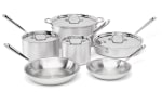 All-Clad 700362 MC2 Professional Master Chef 2 Stainless Steel Tri-Ply Bonded Cookware Set, 10-Piece, Silver