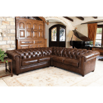 Abbyson Living Tuscan Top Grain Leather 3 Piece Sectional Sofa Set