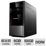 Lenovo Essential H415 3099-1RU Desktop Computer with 2.4Ghz AMD A8-3800 Processor, 6GB Memory, 500GB HDD