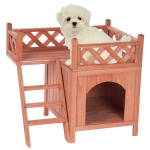 Merax High-quality Natural Wood Color Wooden Pet Dog House Cage Crate Indoor/Outdoor