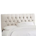 Tufted Linen Headboard with Solid Pine Frame in Talc