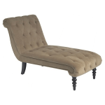 Curves Chaise Lounge with Velvet Fabric in Coffee