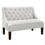 Skyline Furniture Velvet Settee Loveseat with Handcrafted Diamond Tufts