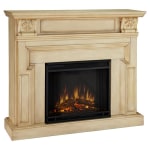 Kristine Electric Fireplace with Adjustable Temperature, Adjustable Flame in Antique White