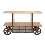 Woodland Imports Reclaim Kitchen Cart with 6 Pull-out Drawers, 2 Shelves