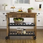 Crosley Roots Rack Kitchen Cart with Wood Top, Two Spacious Drawers