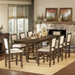 Woodbridge Home Designs 893 Series 9 Piece Counter Height Dining Set with Stressed Natural Antique Finish, Acacia Wood Construction