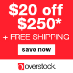 $20 off $250 at Overstock