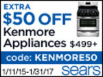 Get an EXTRA $50 off Kenmore Appliance Purchase of $499+ at Sears