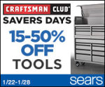 Get 15-50% off Craftsman Club Saver Day at Sears