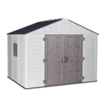 US Leisure Stronghold 10 ft. x 8 ft. Resin Storage Shed with Heavy-duty Floor, Full-length Skylight, Wide Door Entry