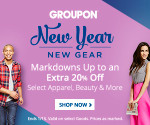 Save up to an extra 20% off Select Apparel, Beauty, and more at Groupon