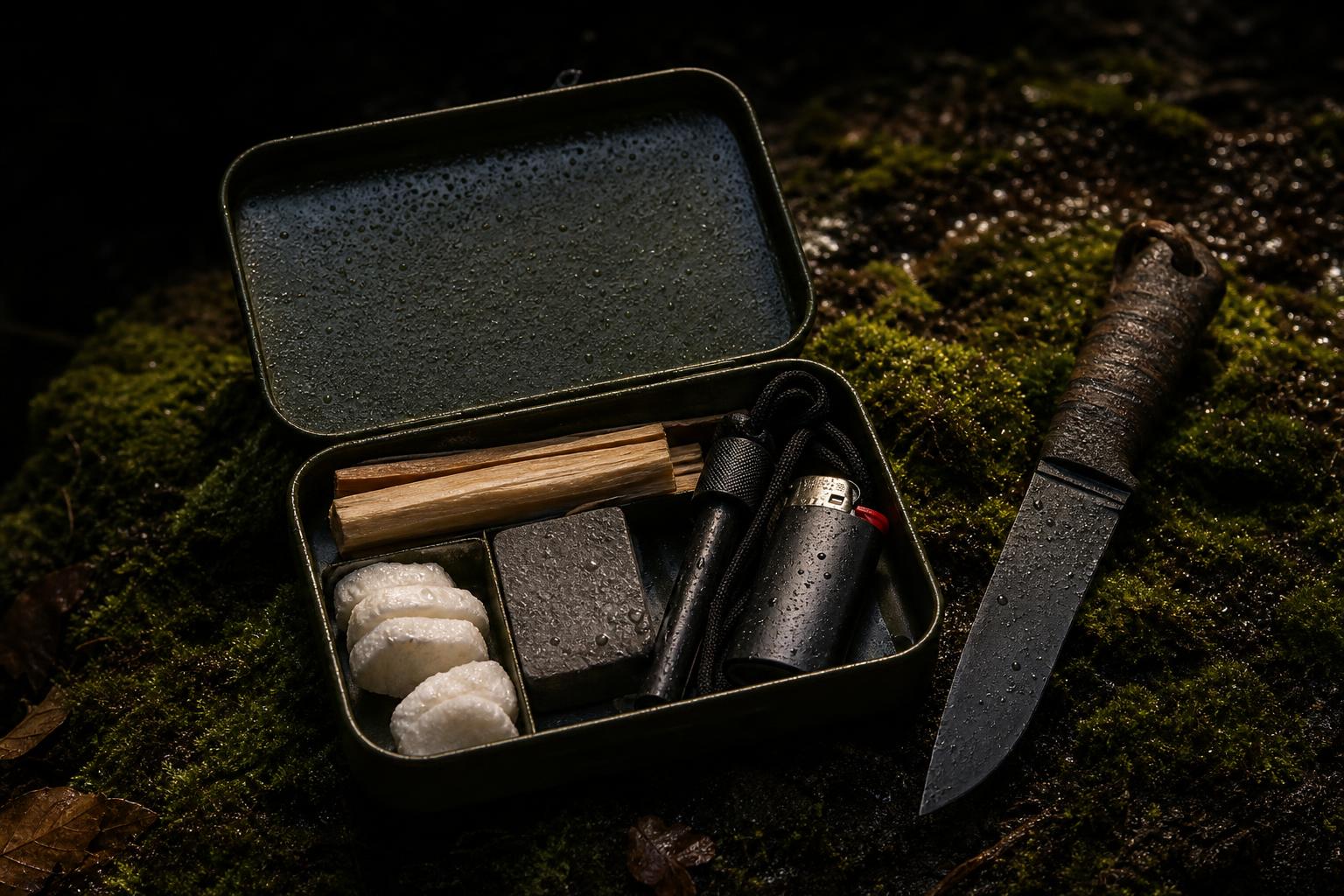 waterproof fire starter kit with ferro rod fatwood magnesium and tinder
