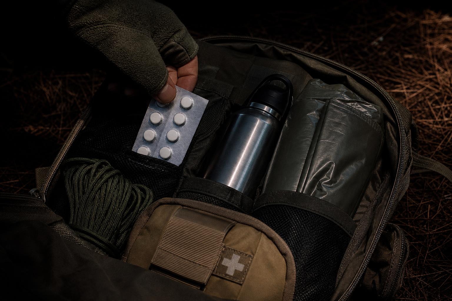 bug out bag essentials water purification tablets and compact survival gear