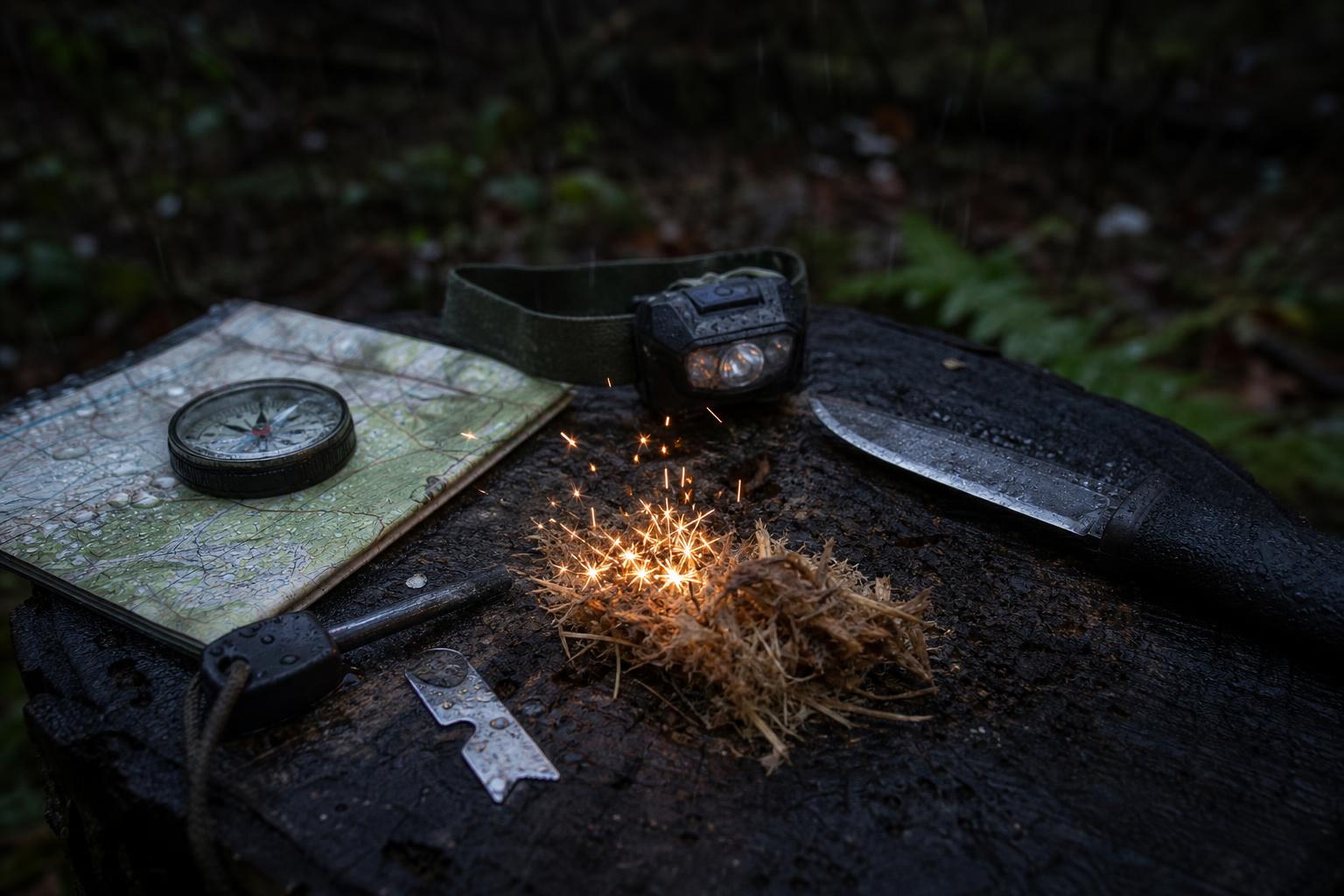 fire starter compass headlamp and best edc knife for bug out bag essentials