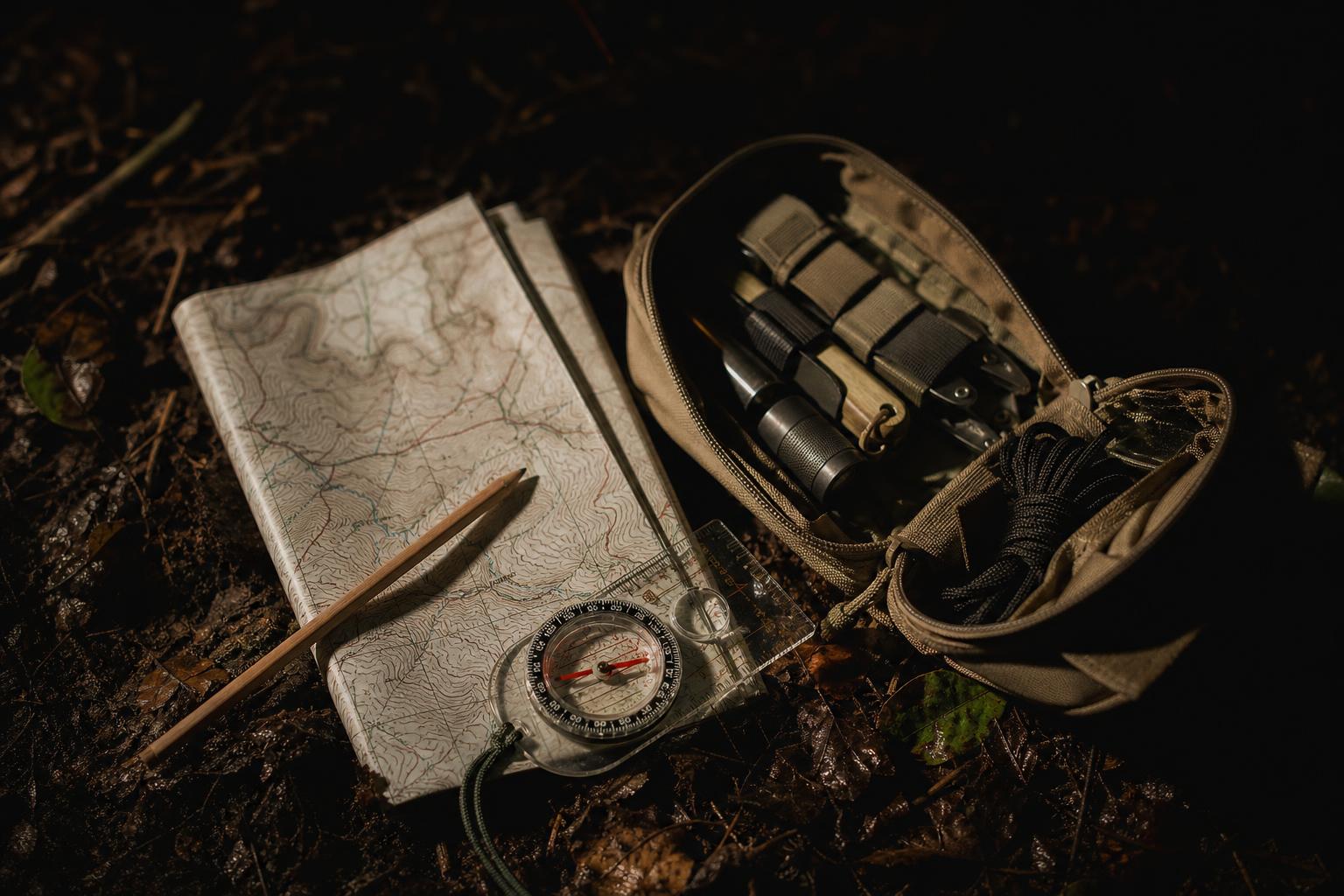 bug out bag compass and topo map for wilderness survival navigation