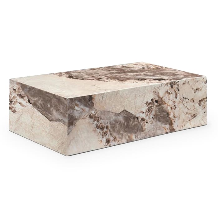 ISBEL - Table basse rectangulaire marbre d'ingénierie beige et marron