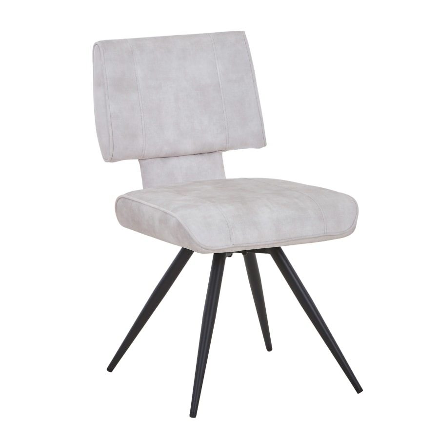 Lot de 2 chaises en velours blanc écru pieds en métal noir