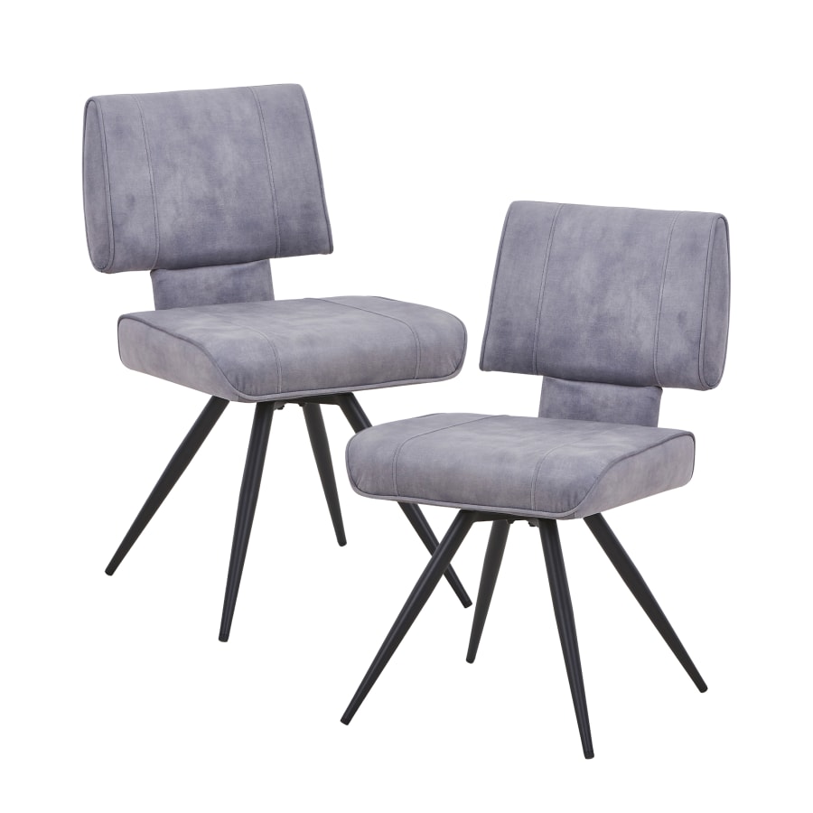 Lot de 2 chaises en velours gris pieds en métal noir
