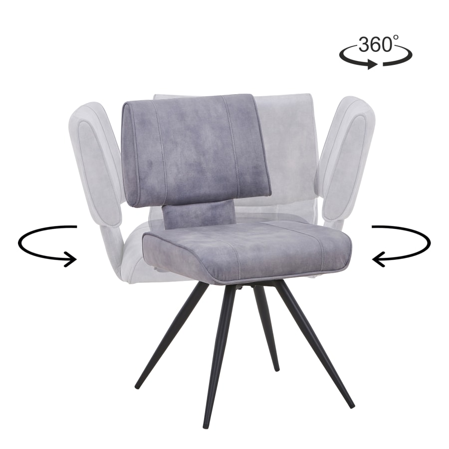 Lot de 2 chaises en velours gris pieds en métal noir