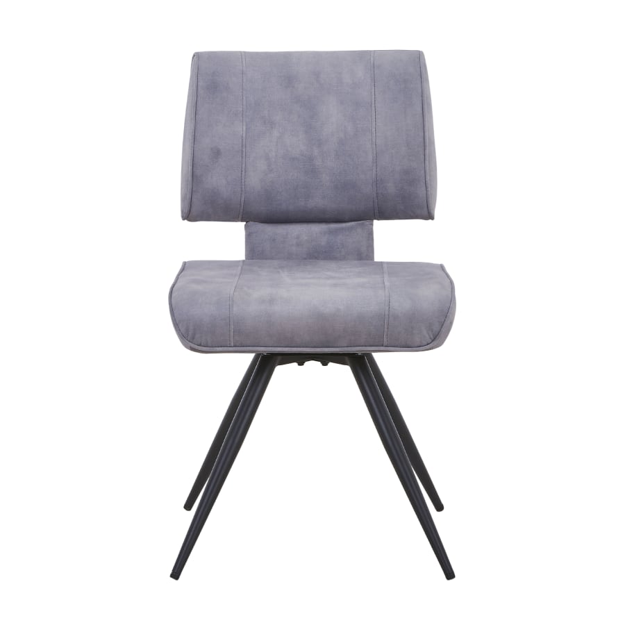 Lot de 2 chaises en velours gris pieds en métal noir