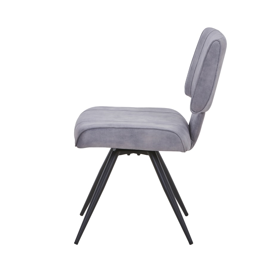 Lot de 2 chaises en velours gris pieds en métal noir