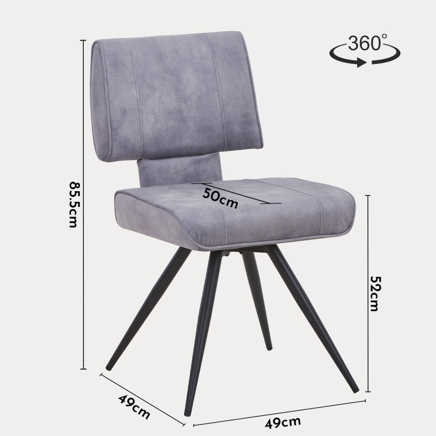 Lot de 2 chaises en velours gris pieds en métal noir