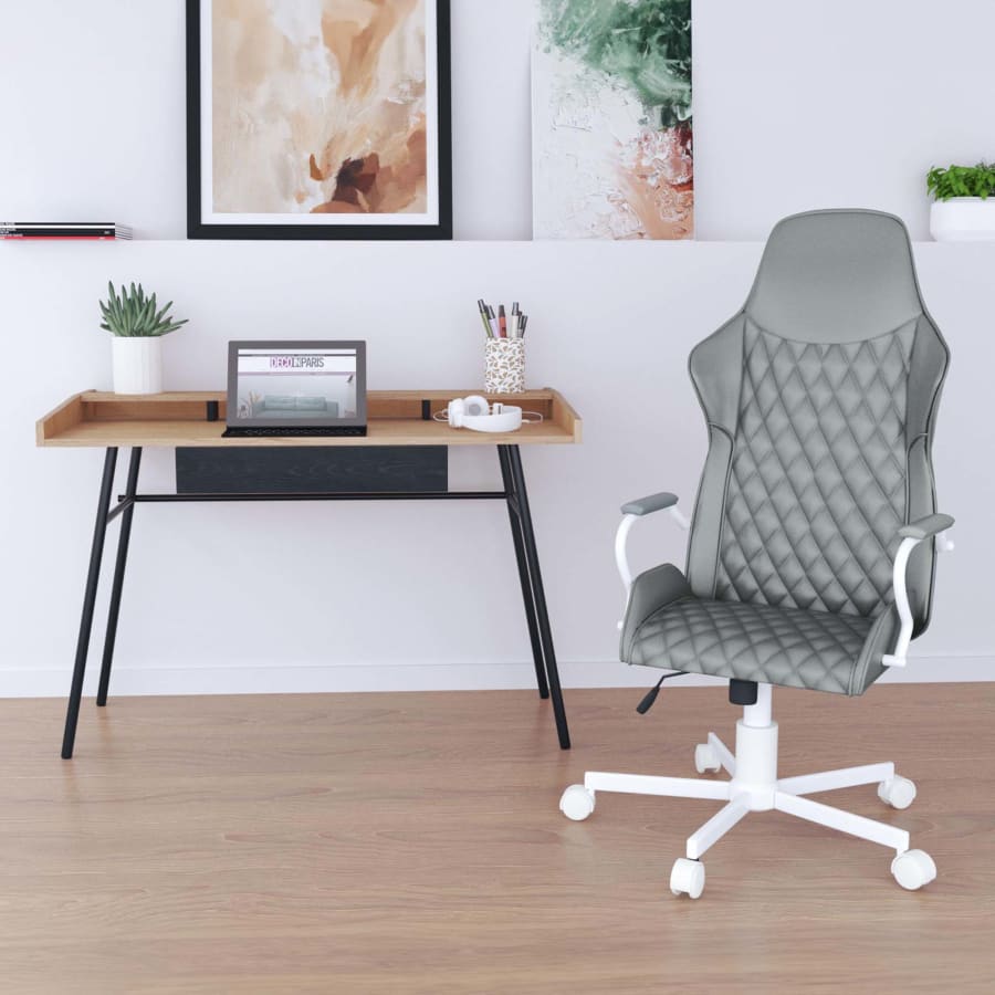 Fauteuil de bureau en simili cuir gris