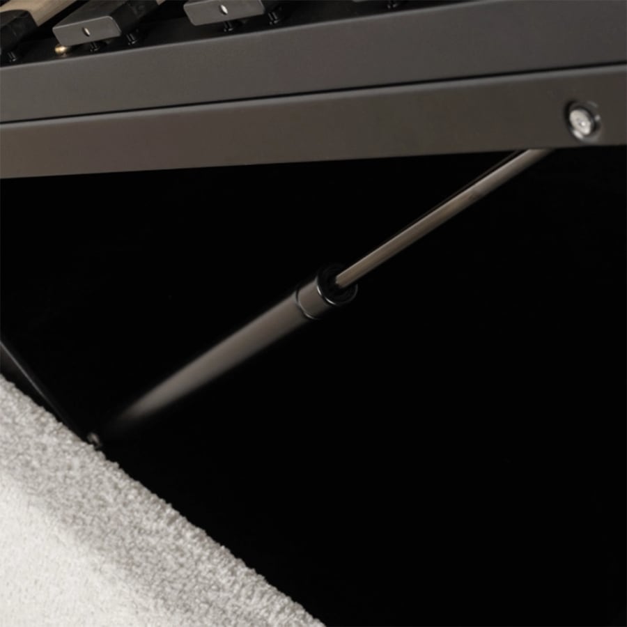 Lit double en tissu bouclette beige avec coffre 160x200 cm
