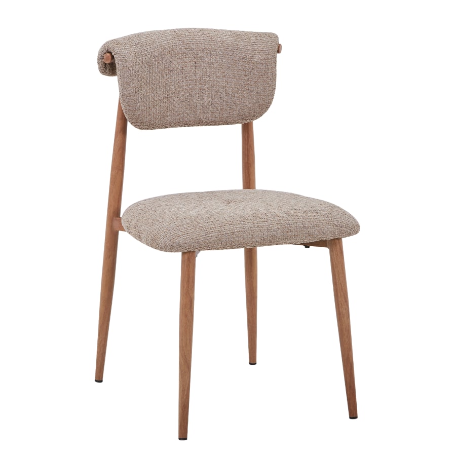 Lot de 2 chaises en tissu taupe pieds couleur bois