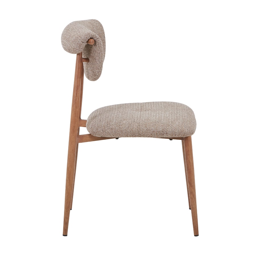 Lot de 2 chaises en tissu taupe pieds couleur bois