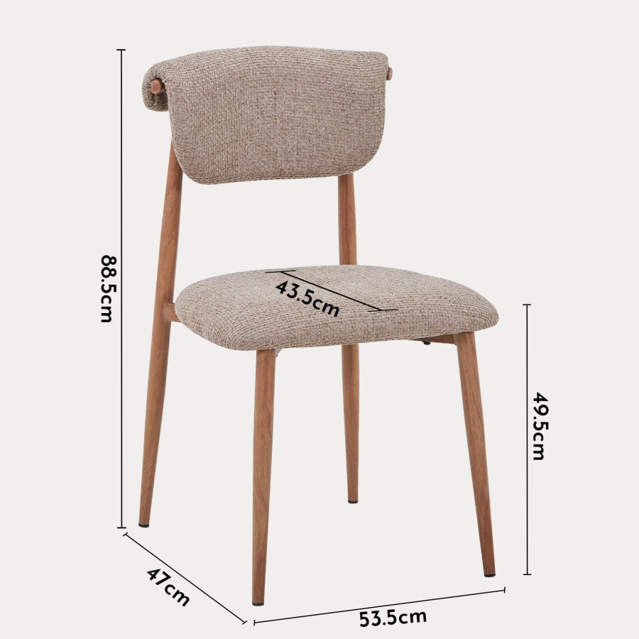 Lot de 2 chaises en tissu taupe pieds couleur bois