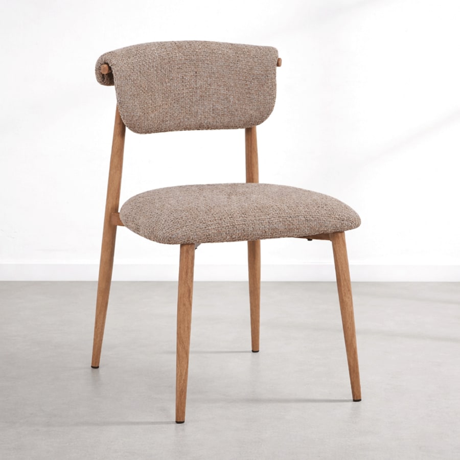 Lot de 2 chaises en tissu taupe pieds couleur bois