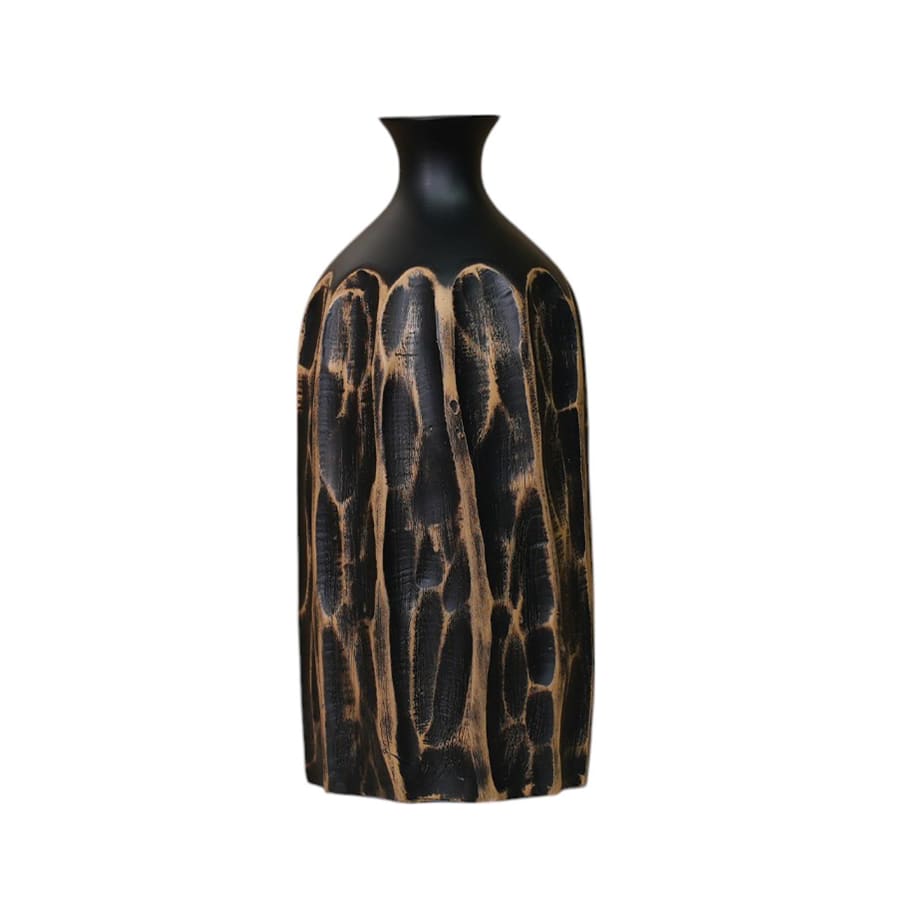 Vase en résine noir et doré H36 cm