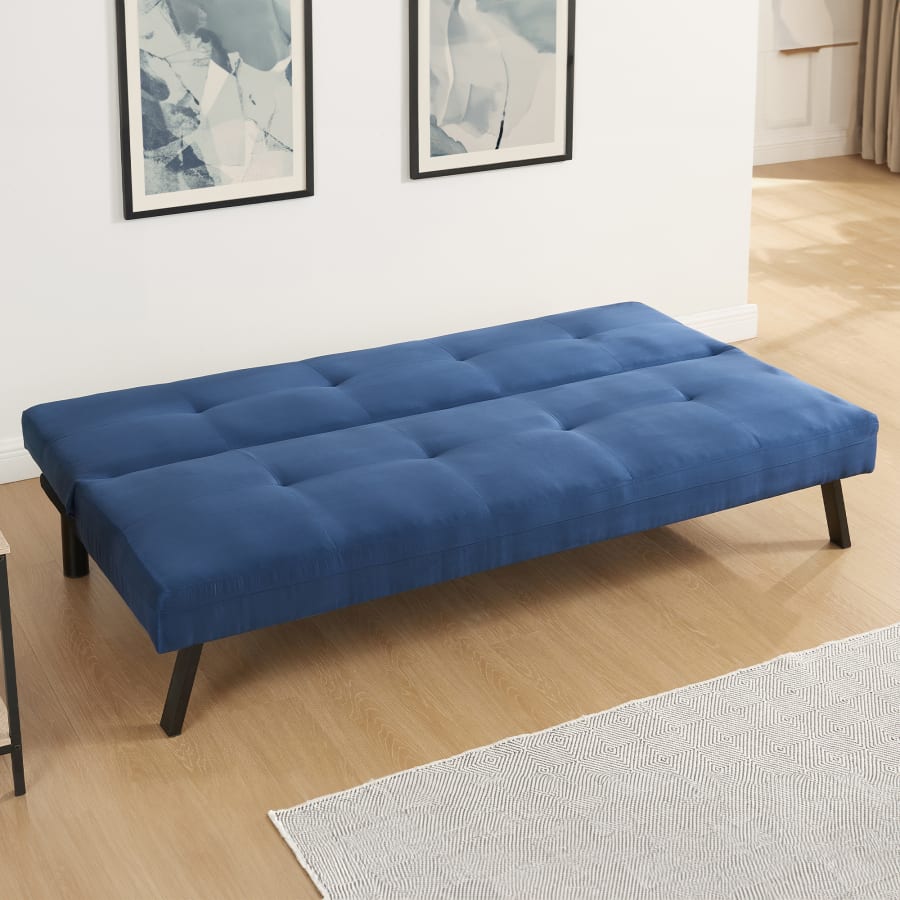 Banquette clic clac 3 places en tissu bleu