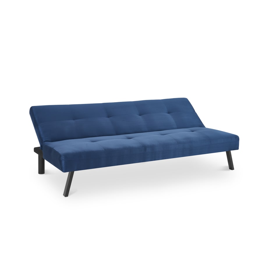 Banquette clic clac 3 places en tissu bleu