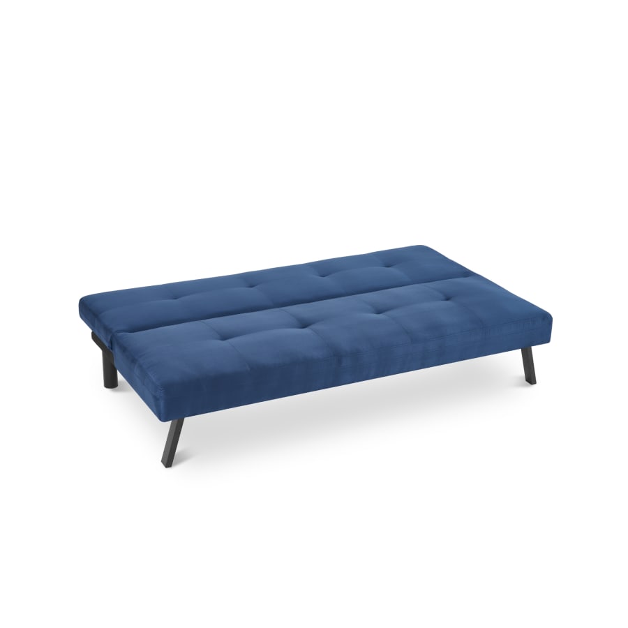 Banquette clic clac 3 places en tissu bleu