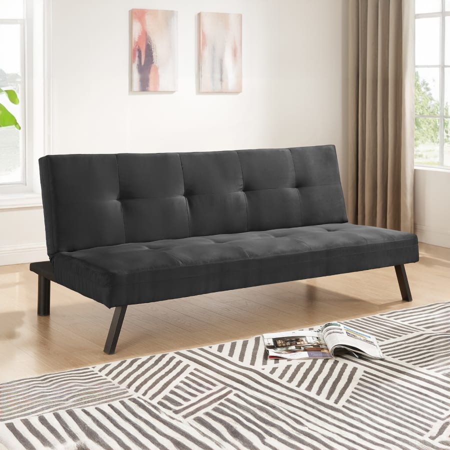 Banquette clic clac 3 places en tissu noir