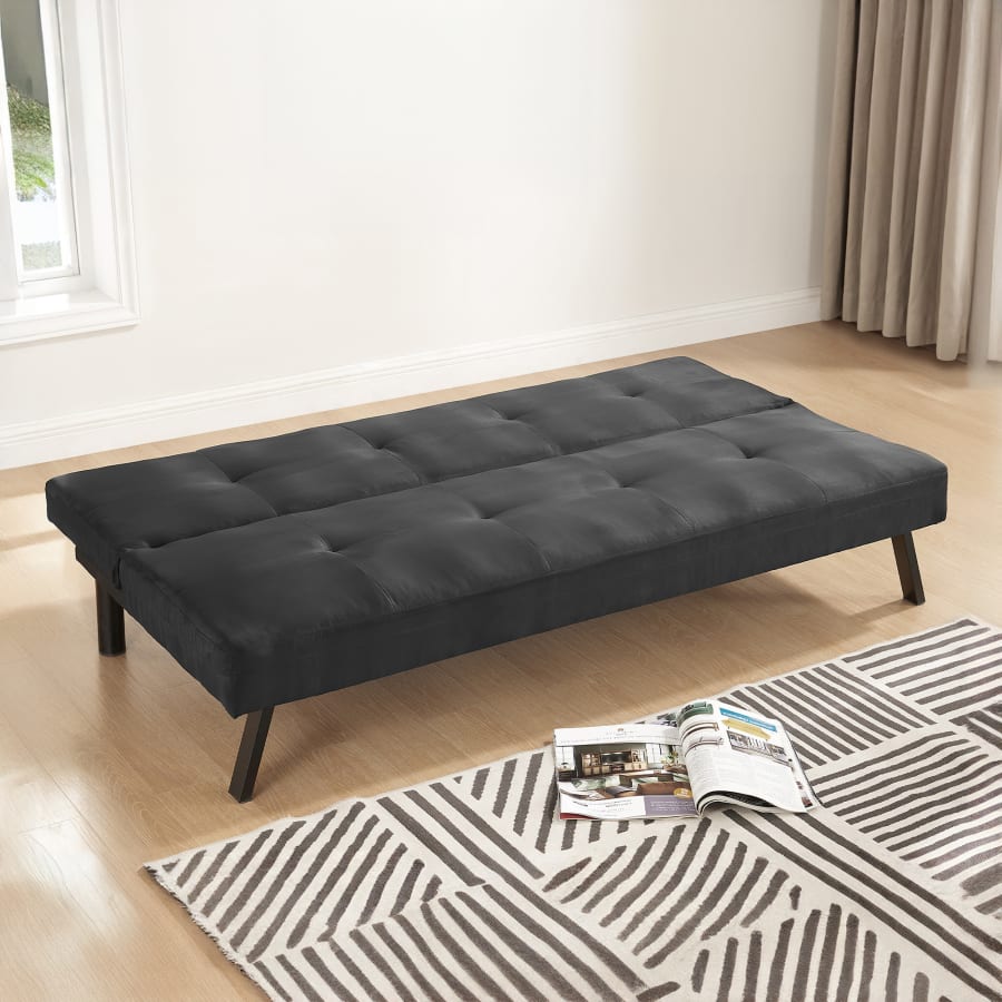 Banquette clic clac 3 places en tissu noir