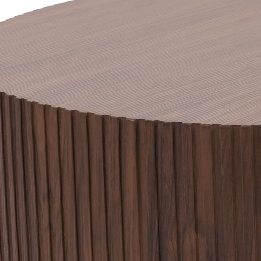 Table basse ronde couleur bois fonc&eacute; D80 cm