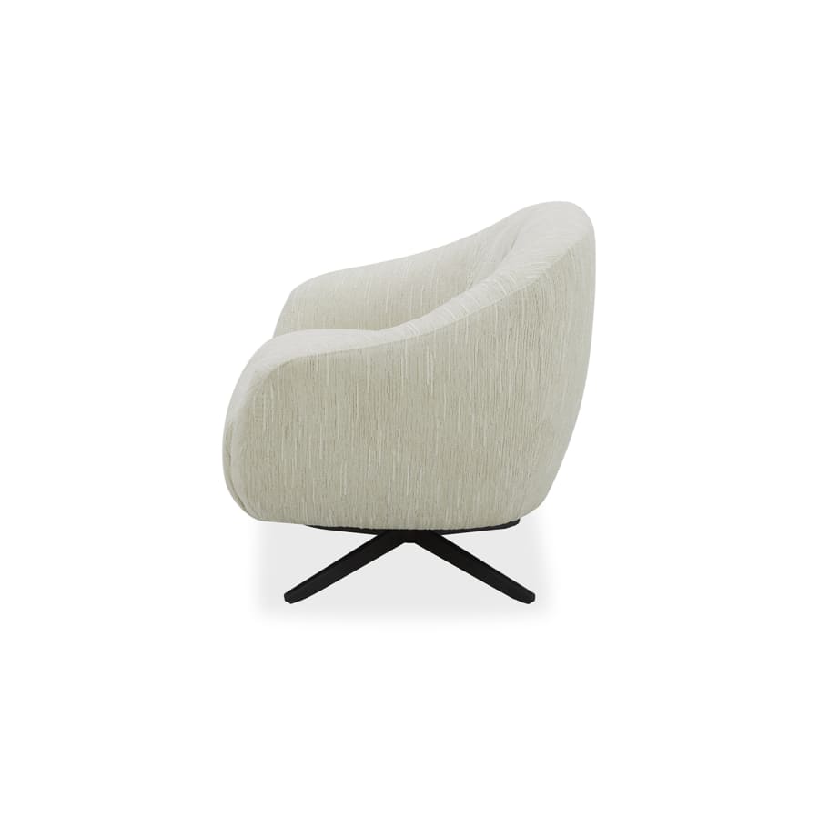 Fauteuil cabriolet pivotant en velours chiné beige