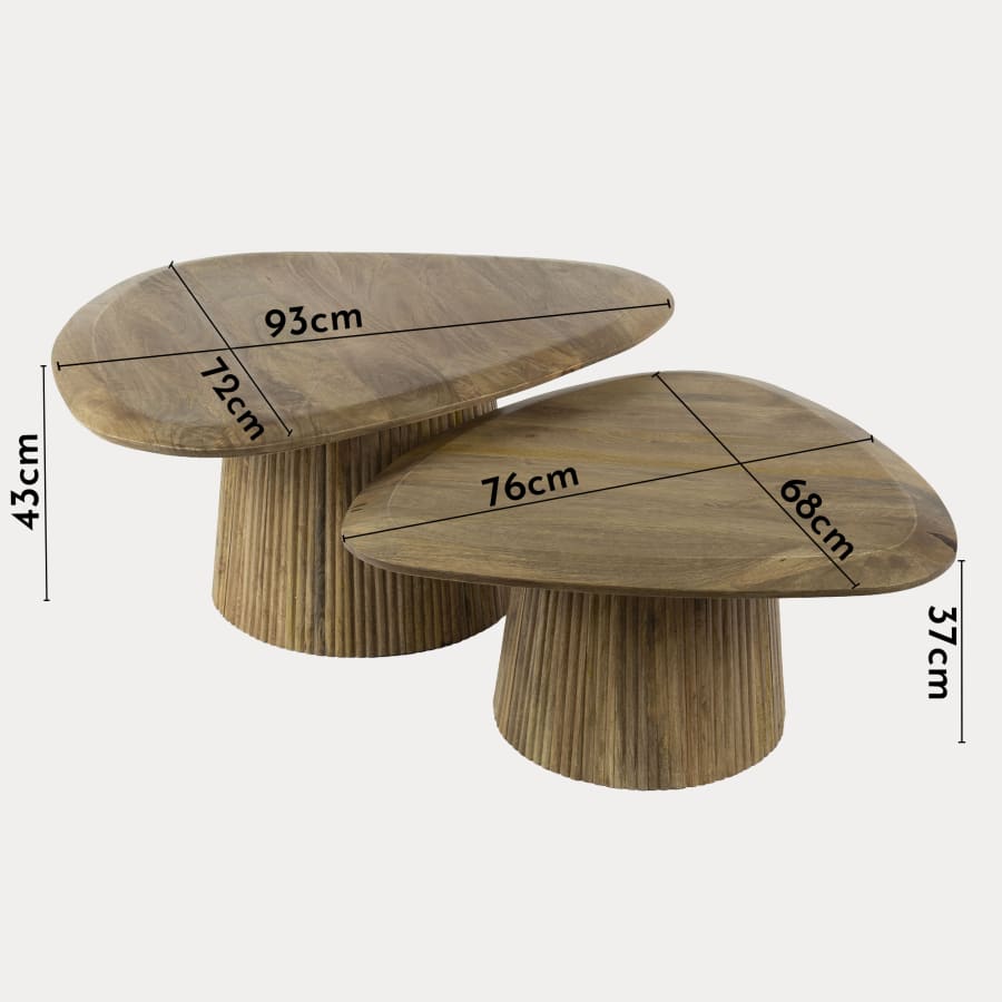 Lot de 2 tables basses en bois de manguier massif