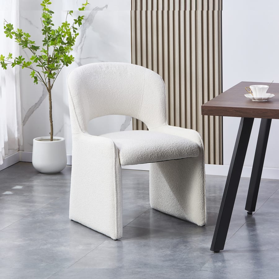 Fauteuil tissu bouclette beige