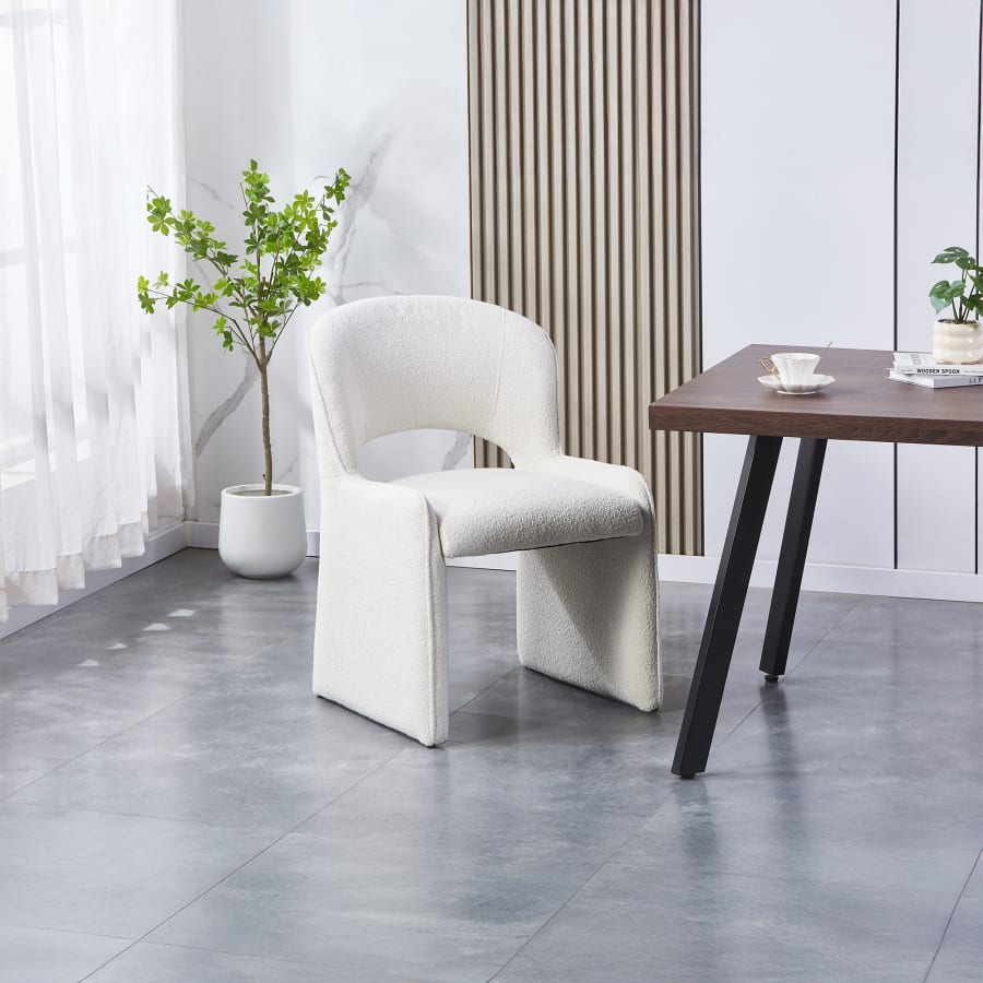 Fauteuil tissu bouclette beige
