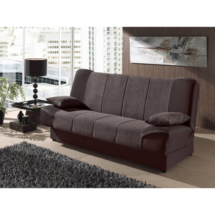 Canap&eacute; clic clac convertible en tissu marron