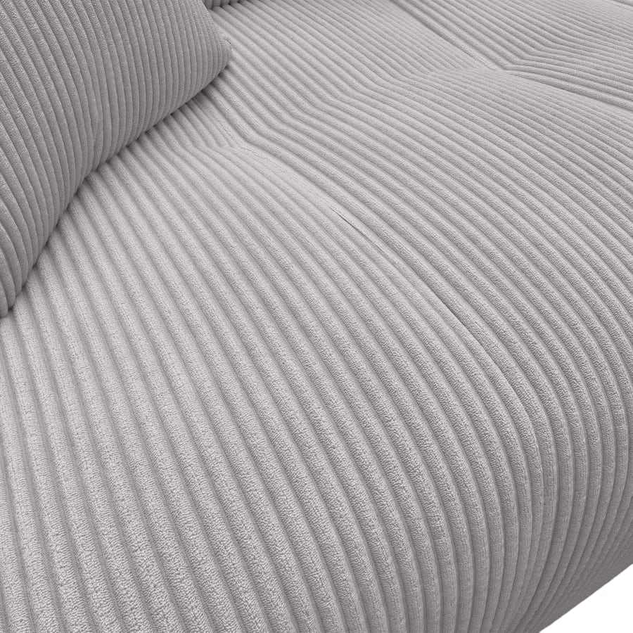 Canap&eacute; d'angle convertible et r&eacute;versible avec coffre en velours c&ocirc;tel&eacute; gris clair